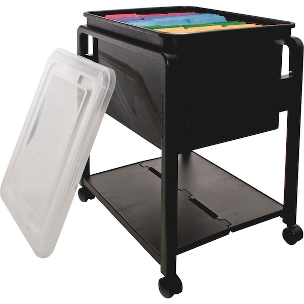 Folding Mobile File Cart, 14-1/2"x18-1/2"x13-1/2", BK/CL